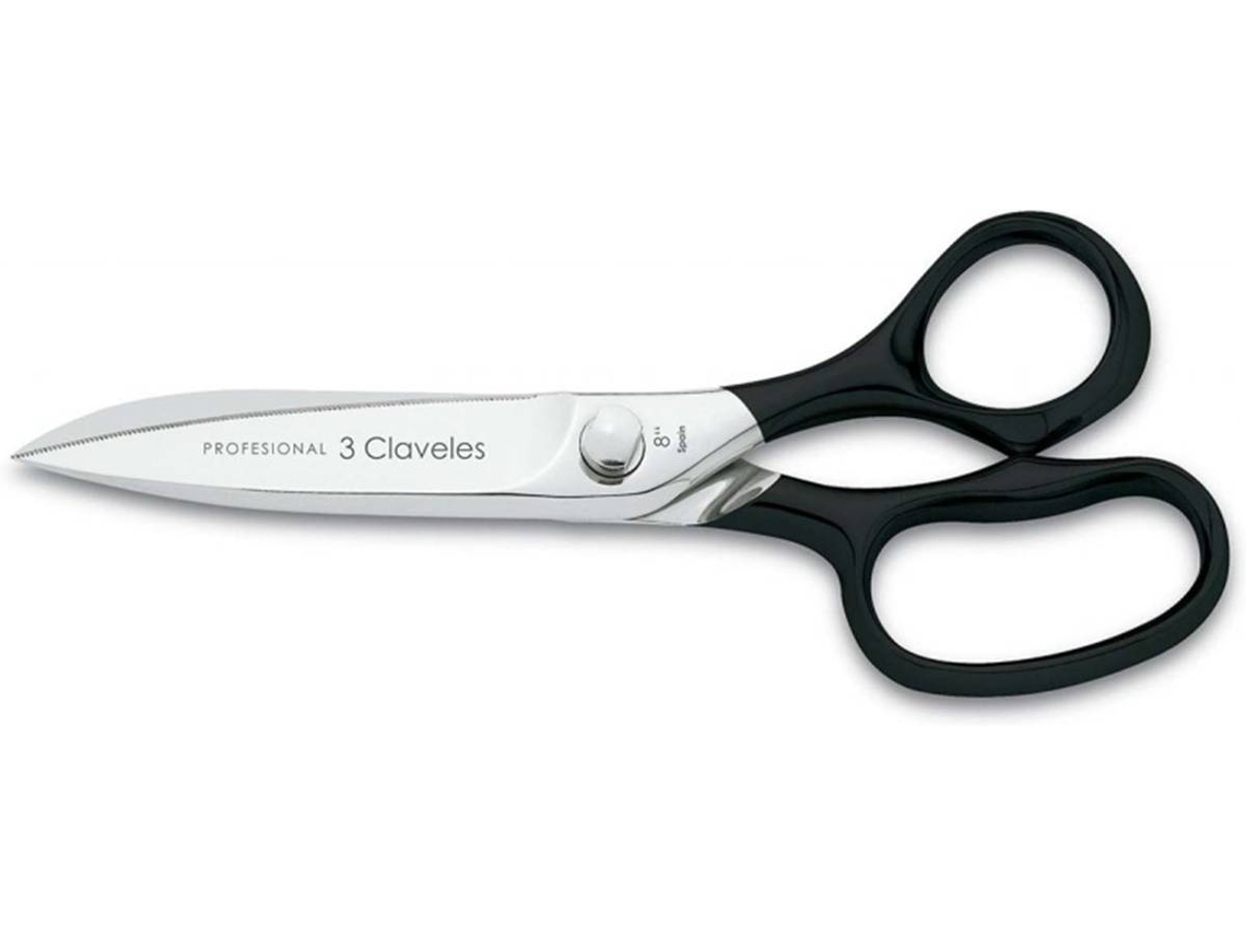 Tijera 3 CLAVELES Tapicero (20 cm - Acero Carbono - Negro)