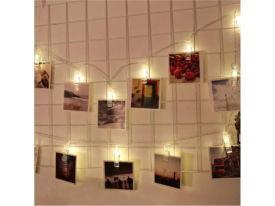 Bj-cordón De Luces Com 40 Leds E Pinças Para Fotos, 5m/16.4ft, Baterias, Ideal Para Festa, Dormitório E Decoração Residencial