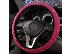 Cubre Volante De Carro Antideslizante Con Piedras De Cristal Decorativas, Elástico Y Protector, Diámetro 38cm