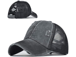 Gorra De Hombre, Mujer Con Cruz Y Coleta, Béisbol Moño Alto Despeinado Efecto Desgastado, Papá | Algodón