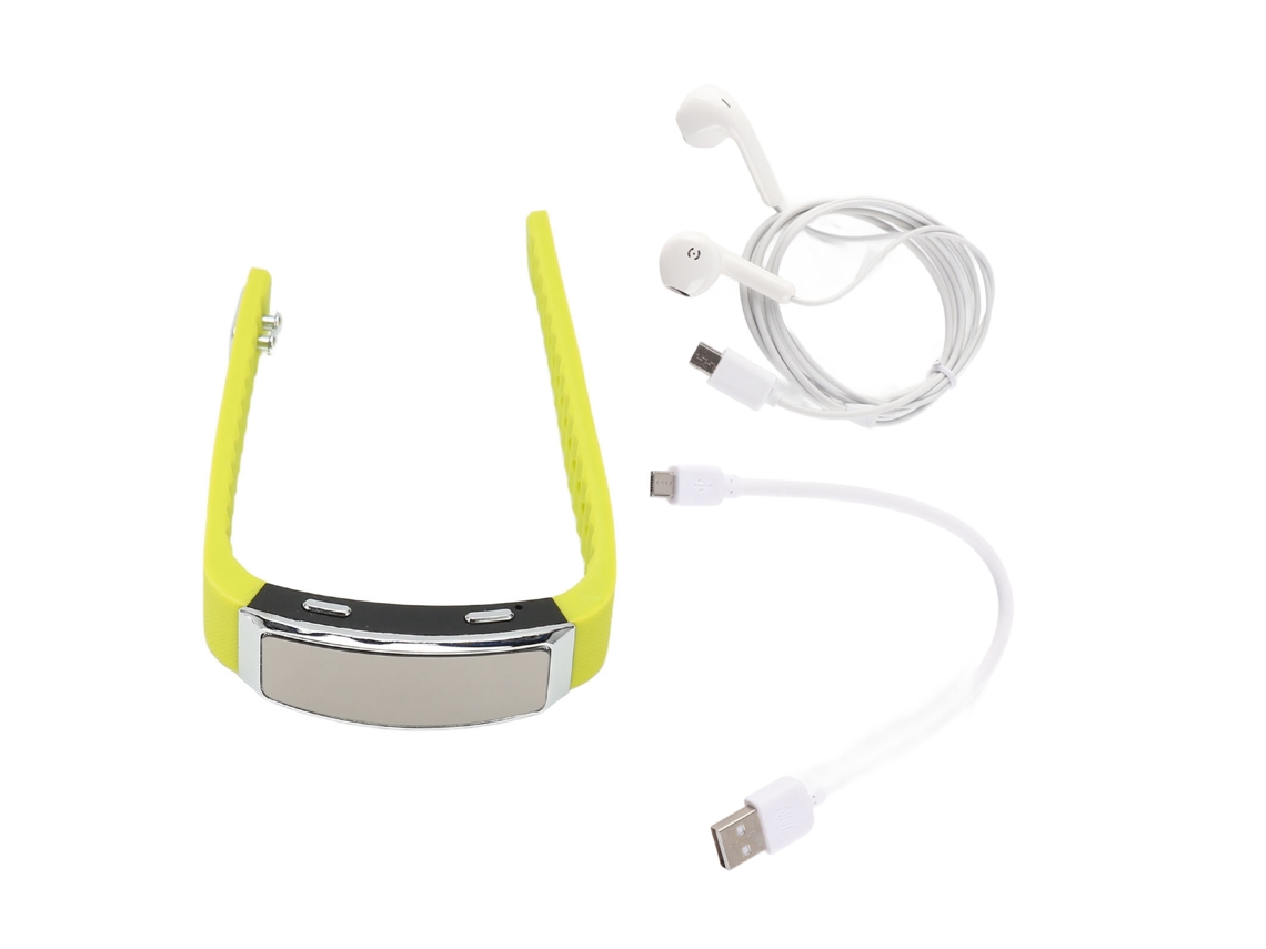 Reloj Grabador Hd Con Reducción De Ruido, Activación Por Voz, Batería Recargable Y Reproductor De Música, Correa Amarilla, 8 Gb