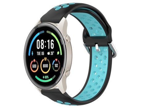 Correa de reloj inteligente para Xiaomi MI Watch Sport 22 mm Correa de reloj deportivo transpirable perforada de silicona (negro + azul)