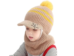 2026-gorro De Lana Para Niños Bufanda Balaclava Gorro Con Pompom Para Ski Y Invierno