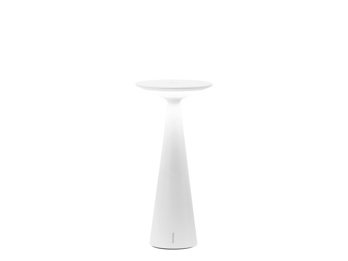 Lámpara de mesa LED recargable Zafferano Damina, regulable mediante tacto, batería de 8 horas de duración, IP65 - Inalámbrica, aluminio blanco