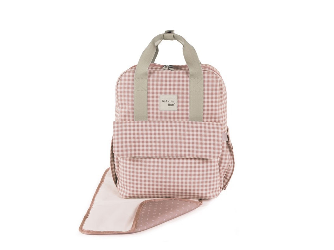 Mochila PASITO A PASITO  Walking Mum I Love Vichy Rosa (28 x 37 x 12cm)