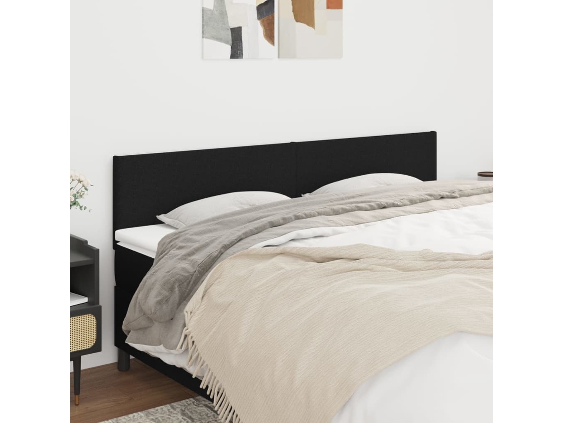 Cabeceros 2 Unidades De Tela Negro 100x5x78/88 Cm
