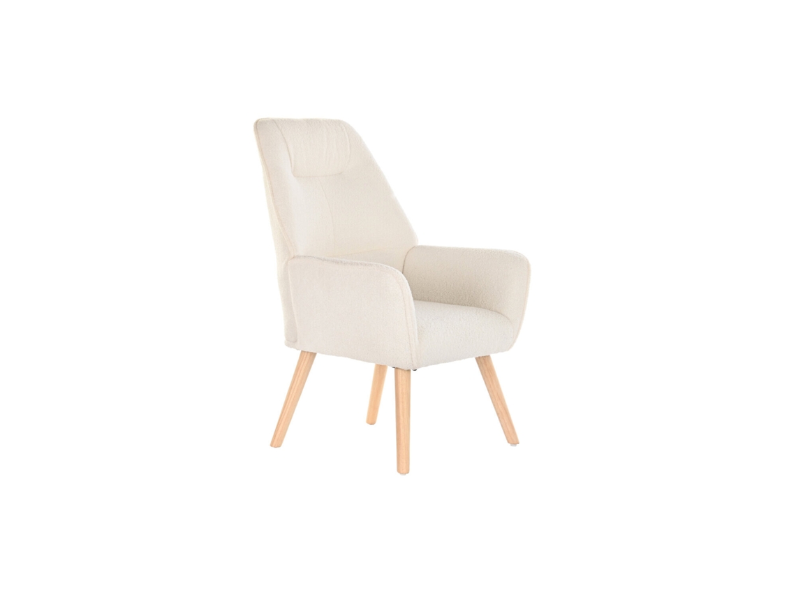 Butaca Poliester Madera Crema 65x75x96cm