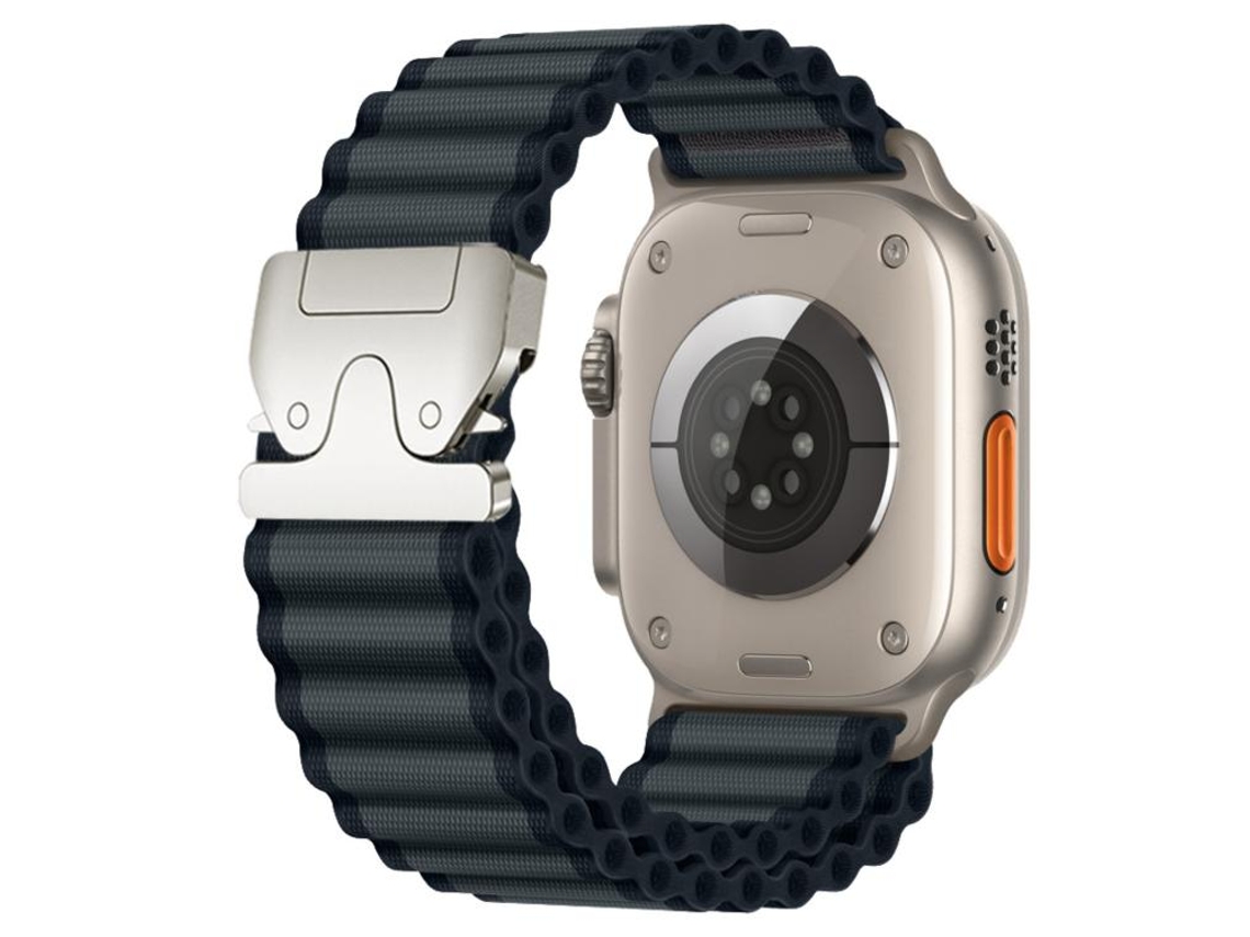 Correa ancha de nailon acanalado para Apple Watch de 46/49/45/44 mm, estilo todoterreno con cierre de paracaídas, XIAOMOYU