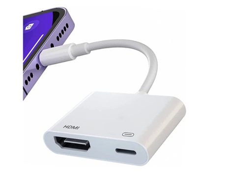 Adaptador Lightning a Hdmi Adaptador Plug & Play Certificado Apple Mfi Convertidor de Pantalla Iphone a Hdmi 1080P Blanco