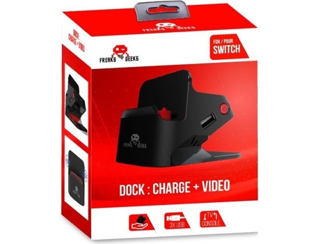 Base y soporte para Nintendo Switch Soporte de carga 2 en 1 Conexión a TV Negro FREAKS AND GEEKS