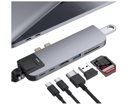 Adaptador USB C Hub para Macbook Air M1 Macbook Pro 2020/2019/2018 Adaptador USB 8 en 2 Accesorio Mac con 4K Hdmi Thunderbolt 3 y USB C BISBISOUS