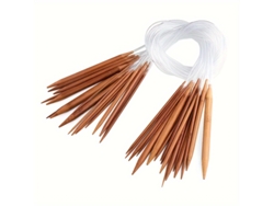 Juego De Agujas Circulares De 60 Cm Con Puntas De Madera Lisas Y Tubo Transparente Para Guardarlas - 18 Tamaños (2-10 Mm)