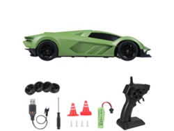 Coche Teledirigido 4x4 A Escala 1:20 De 2,4 Ghz Con Luces Led, Neumáticos Antideslizantes Y Batería Recargable Para Niños, Color Verde.