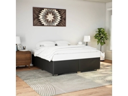 Estructura De Cama Sin Colchón Cuero Sintético Negro 200x200 Cm