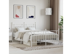 Estructura Cama Sin Colchón Con Estribo Metal Blanco 140x200 Cm