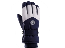 Guantes de esquí de invierno para hombre y mujer, impermeables, resistentes al viento, cálidos y gruesos, con etiqueta redonda, para hombre, azul y blanco, talla única, Chennnls