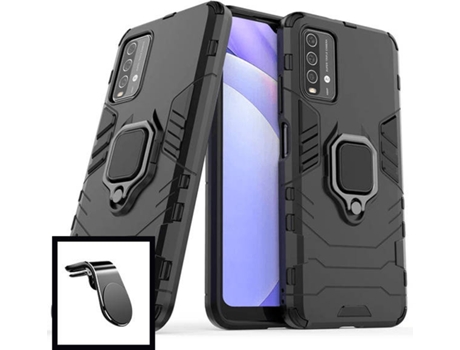 Kit Funda y Soporte Magnético Xiaomi Redmi 9T PHONECARE Military Defender 2 (Negro)
