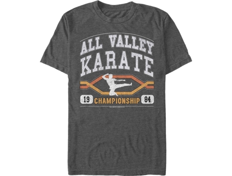 Camiseta Unisexo DEEPSTONE All Valley Karate Championship 1984 Cobra Kai Brezo carbón (XL)