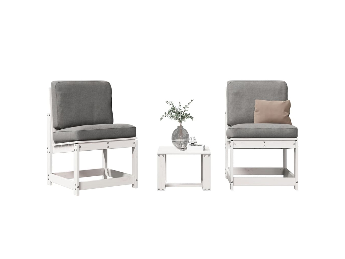 Conjunto de salón de jardín de 2 piezas en madera maciza de pino, blanco, DKD Home Decor