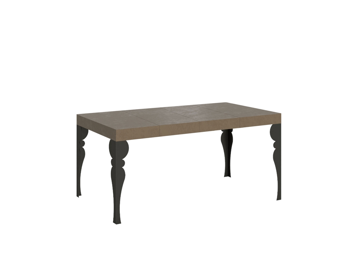 Mesa extensible Paxon Premium 120/380x90 cm en gris tórtola con patas antracita Itamoby