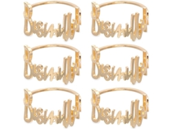 2026-juego 6 Anillos Servilleta Metal Letra Bismillah Dorado Decoración Mesa Islam Ramadán Eid