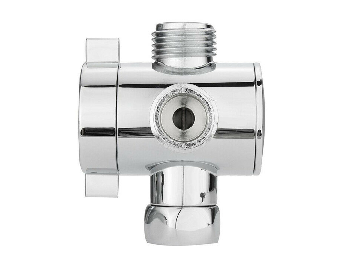 Desviador De Ducha De 3 Vías Con Adaptador En T De 1/2 Pulgada Montado En El Brazo De La Ducha.