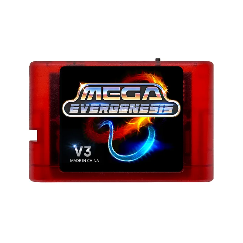 Cartucho de juego Mega Genesis V3 Pro 3000 en 1 con tarjeta TF de 4 GB, para Sega Genesis/Mega Drive/Master System, color rojo