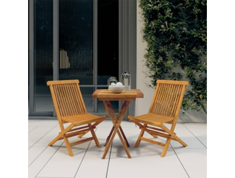 Conjunto 3 de comedor para jardín VIDAXL madera maciza de teca