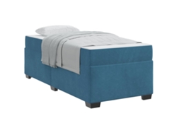 Maison Exclusive - Estructura De Cama Con Colchón Azul Oscuro 100 X 200 Cm Tela