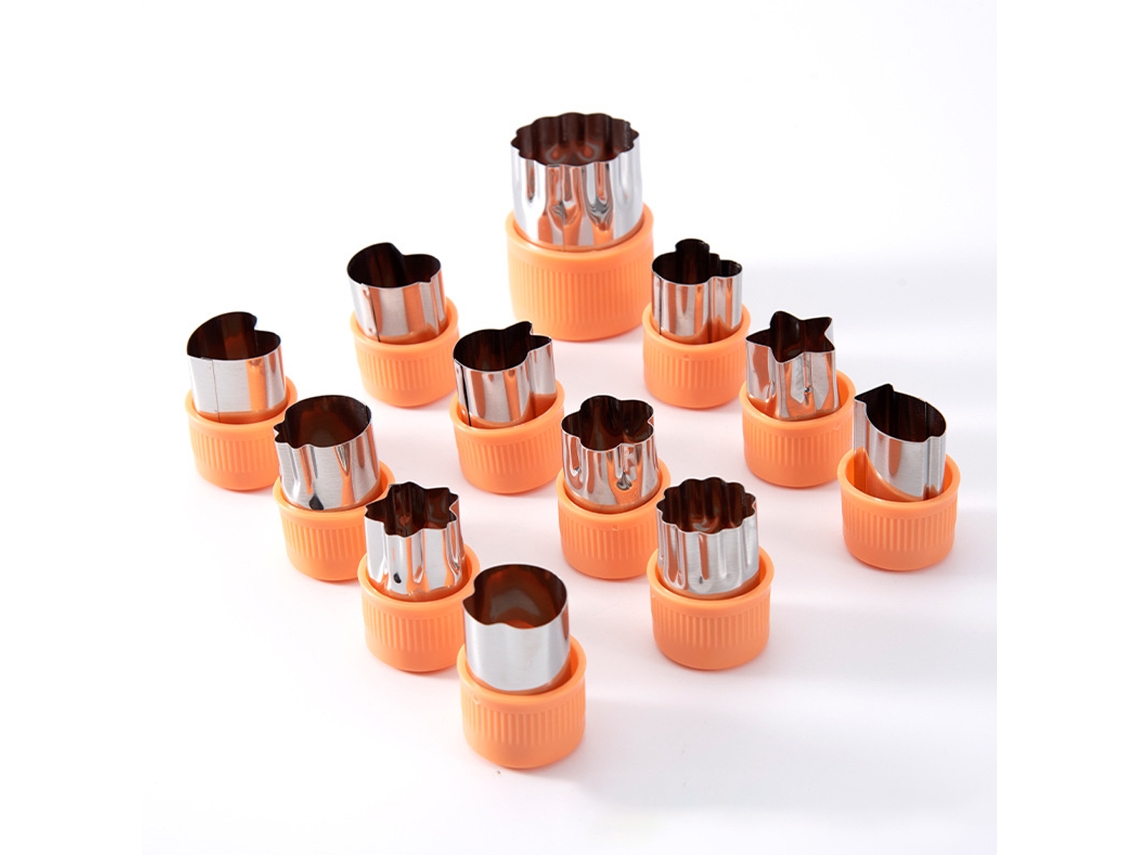 (naranja) Juego De 12 Mini Cortadores De Frutas Y Verduras, Cortador De Alimentos De Aluminio Y Acero Inoxidable