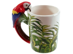 Taza con asa de loro, diseño selvático PUCKATOR
