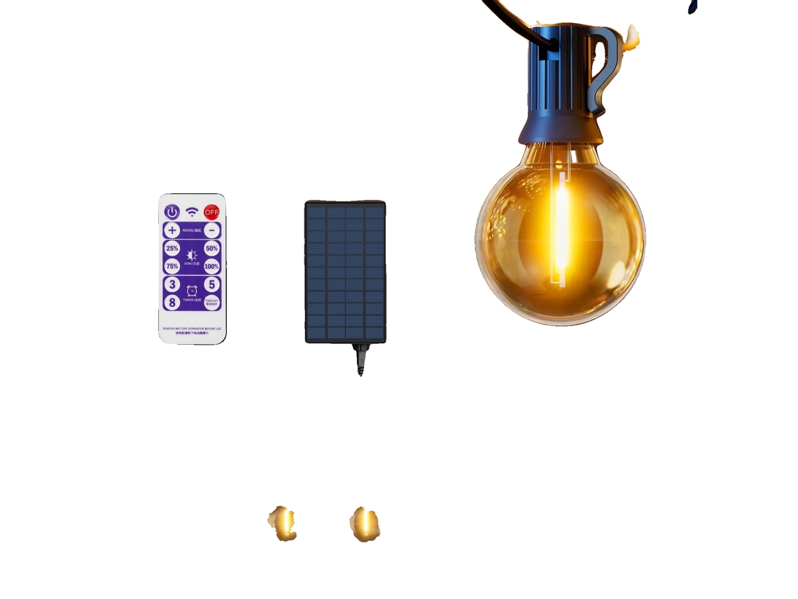 Guirnalda de luces LED solares, con modos de atenuación, 12 m, 30 LED, 0,5 W (fabricación original).