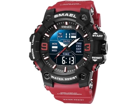 VEANXIN Reloj de pulsera impermeable para hombre Reloj despertador LED-Rojo