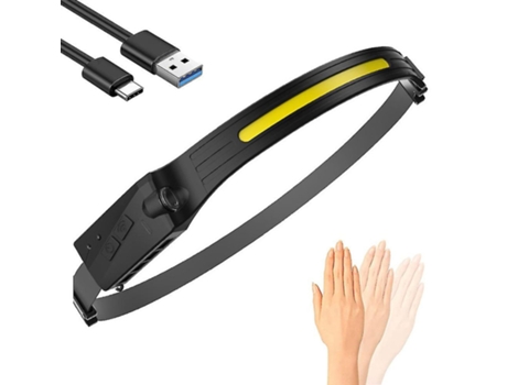 Linterna frontal LED recargable e impermeable con sensor inteligente e iluminación de gran angular para actividades al aire libre (negro) CHRONUS