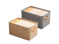Paquete de 2 cestas de almacenamiento para organizar, cestas de tela de lona con asas de cuero para estantes, ropa, cesta de regalo vacía