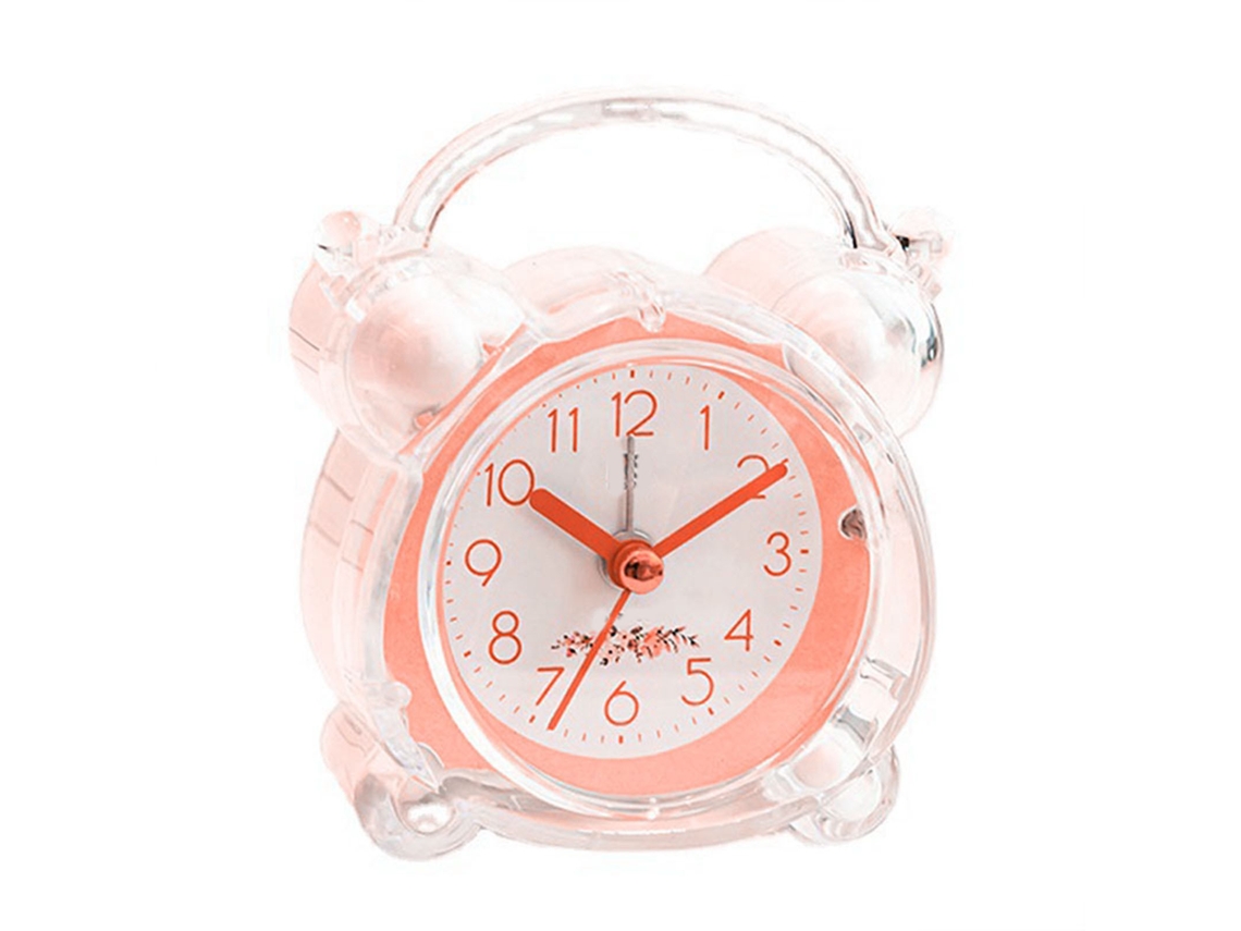 Reloj Despertador Niños Diseño Cartoon Silencioso Doble Campana Abs Fuerte Mesa Dormitorio Rosa