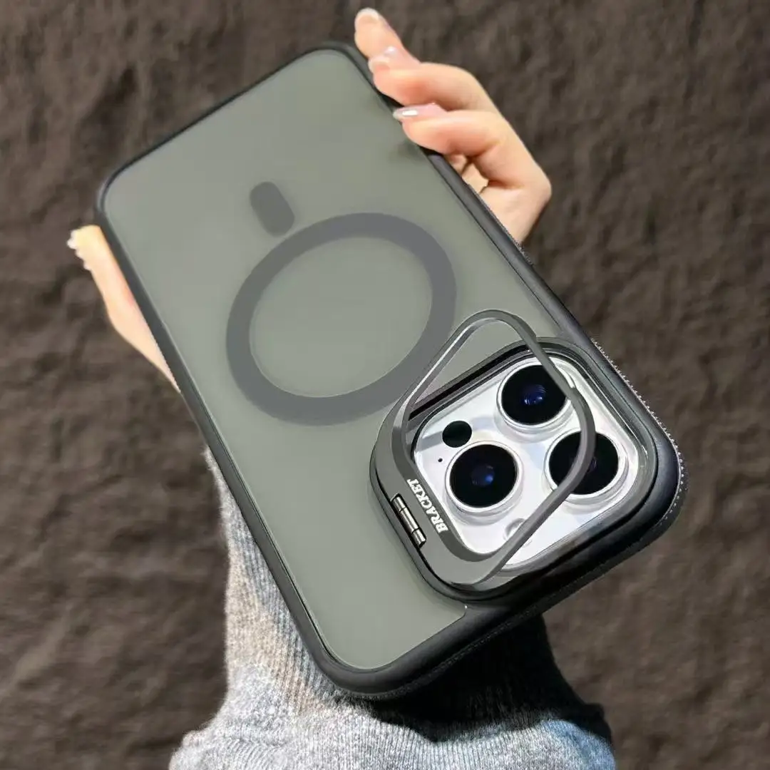 (iphone 15 Pro, Gris) Funda Magnética A Prueba De Golpes Para Iphone Con Soporte Y Cubierta Trasera Protectora.