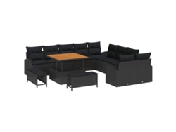 Maison Exclusive - Conjunto De Sofás De Jardín 13 Pcs Negro Ratán Sintético