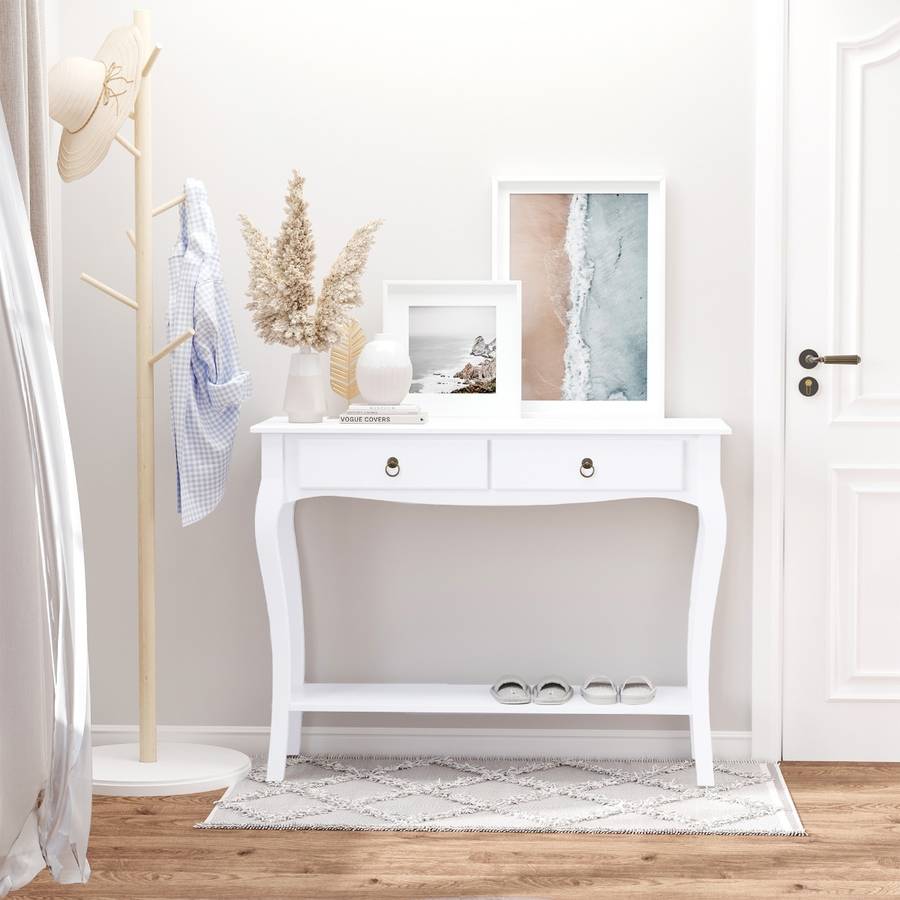 Consola HOMCOM 831-182 Blanco (Placa de MDF y Madera de Pino - 100 x 33 x 76 cm)
