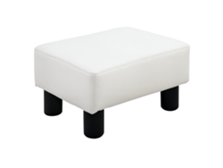 Reposapiés Para Sofá Taburete Pequeño Tapizado En Piel Sintética Asiento De Espuma Y Patas De Plástico 40x30x24cm Blanco