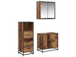 Conjunto de muebles de baño con puerta, 3 piezas, madera antigua, MAISON EXCLUSIVE