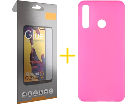 Kit Funda + Protector de Pantalla Huawei P Smart 2019 Plus SKYHE Liso Rosa
