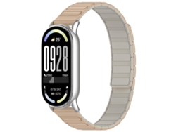Bracelete Para Xiaomi Smart Band 10/9/8 - Silicone Magnético - Formato De I Branco-leite E Chá