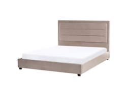 Cama De Agua Beliani Rouen Terciopelo Beige 168x214x111