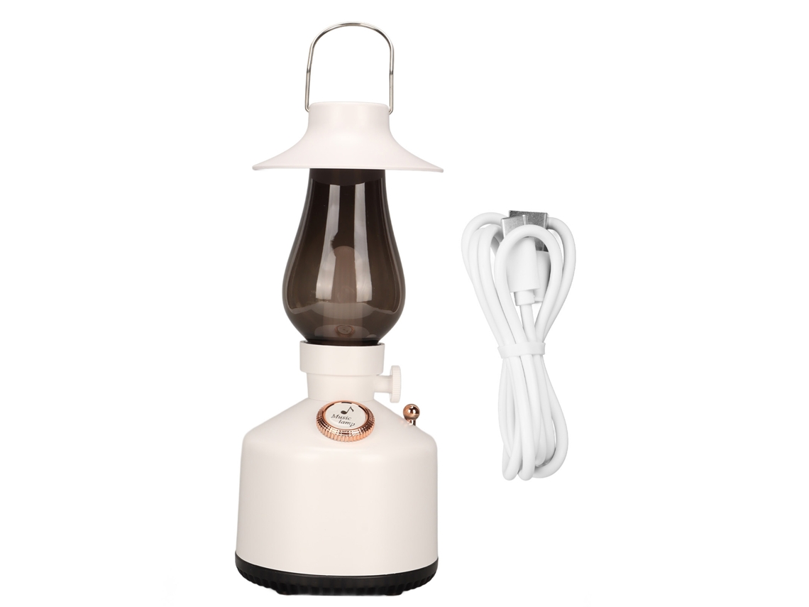 Lâmpada Noturna Vintage Com Alto-falante Ipx4 À Prova D'água Som 360 Graus Luz Retro Branca