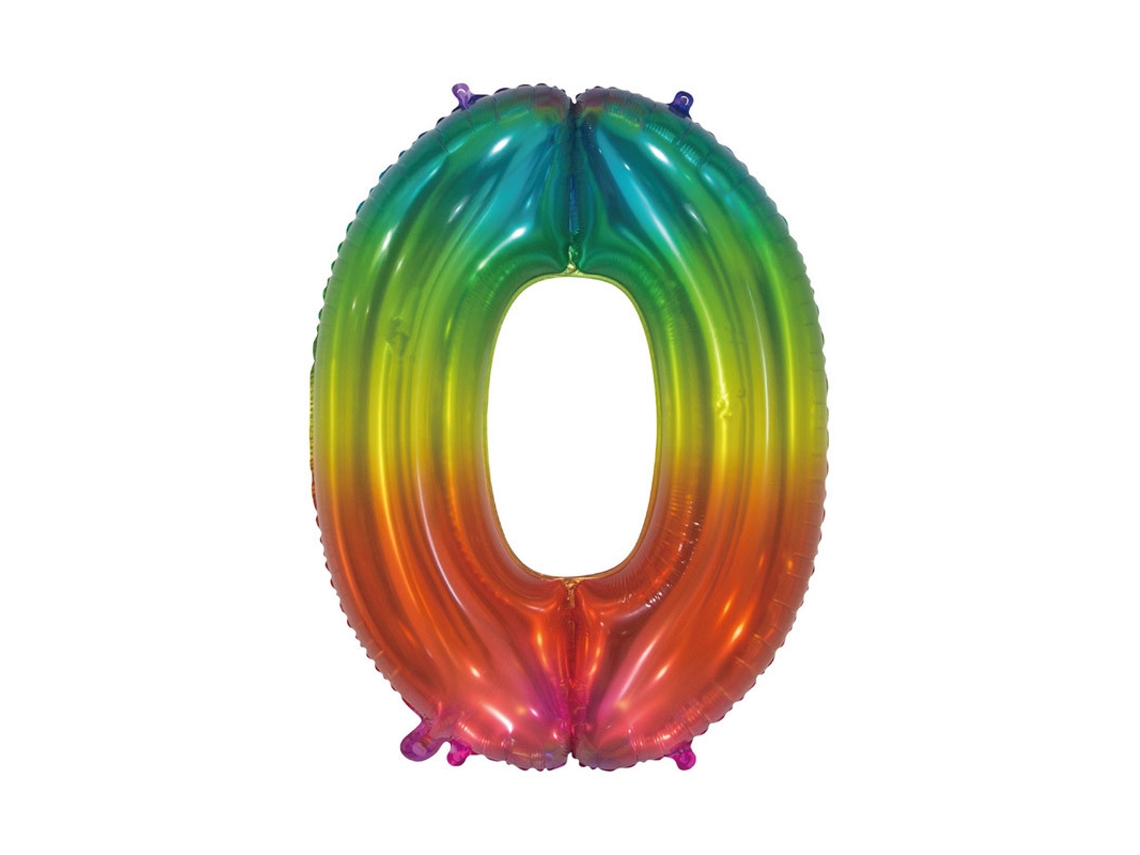 Globo WEFIESTA Alumínio Transparente Número 0 Arco-Íris