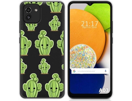 Carcasa para Samsung Galaxy A03 TUMUNDOSMARTPHONE Dibujos Transparente Cactus Multicolor