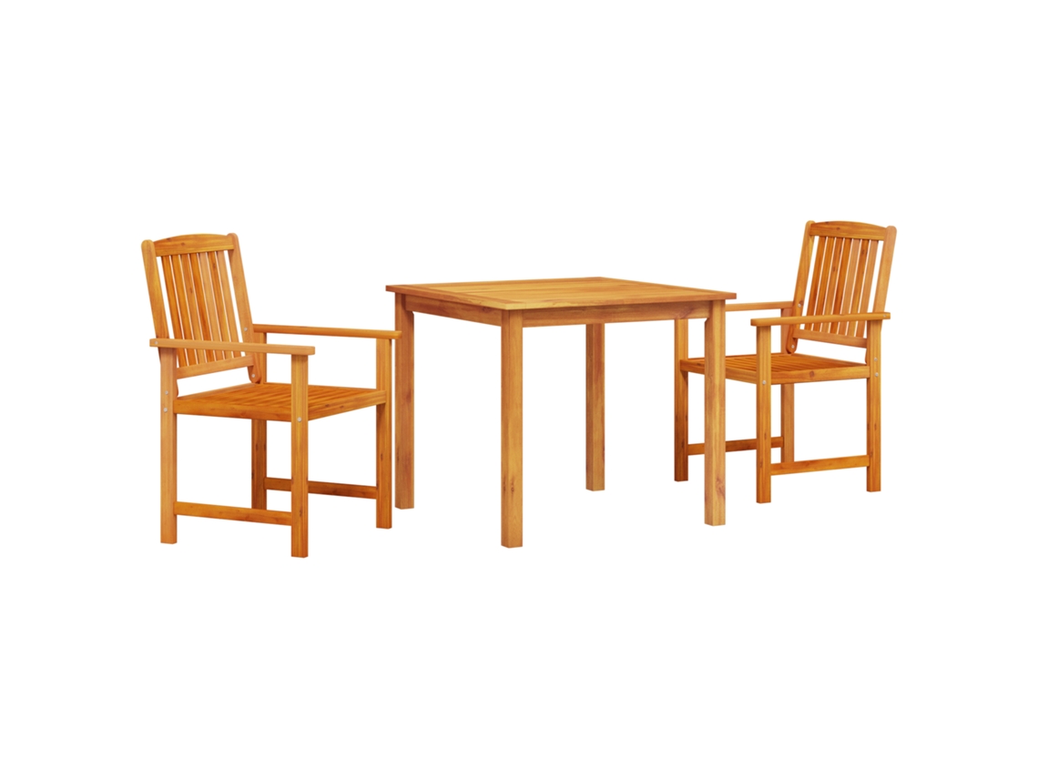Conjunto de comedor de jardín vidaXL de 3 piezas en madera maciza de acacia