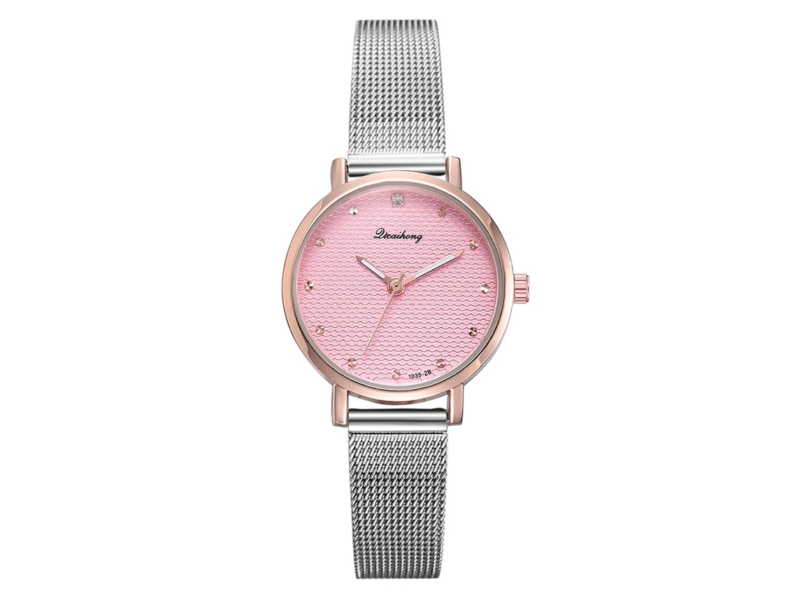 Reloj De Pulsera De Moda Para Mujer En Aleación Con Diamantes De Imitación, Movimiento De Cuarzo Sencillo Y Preciso (rosa).