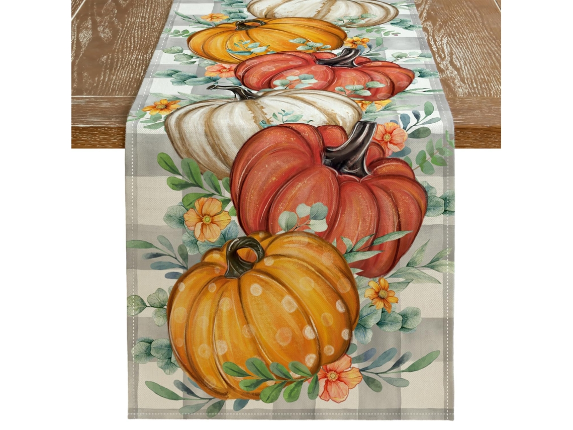 Decoración de mesa otoñal con calabazas, setas y hojas, para interior y exterior NEVEANCE